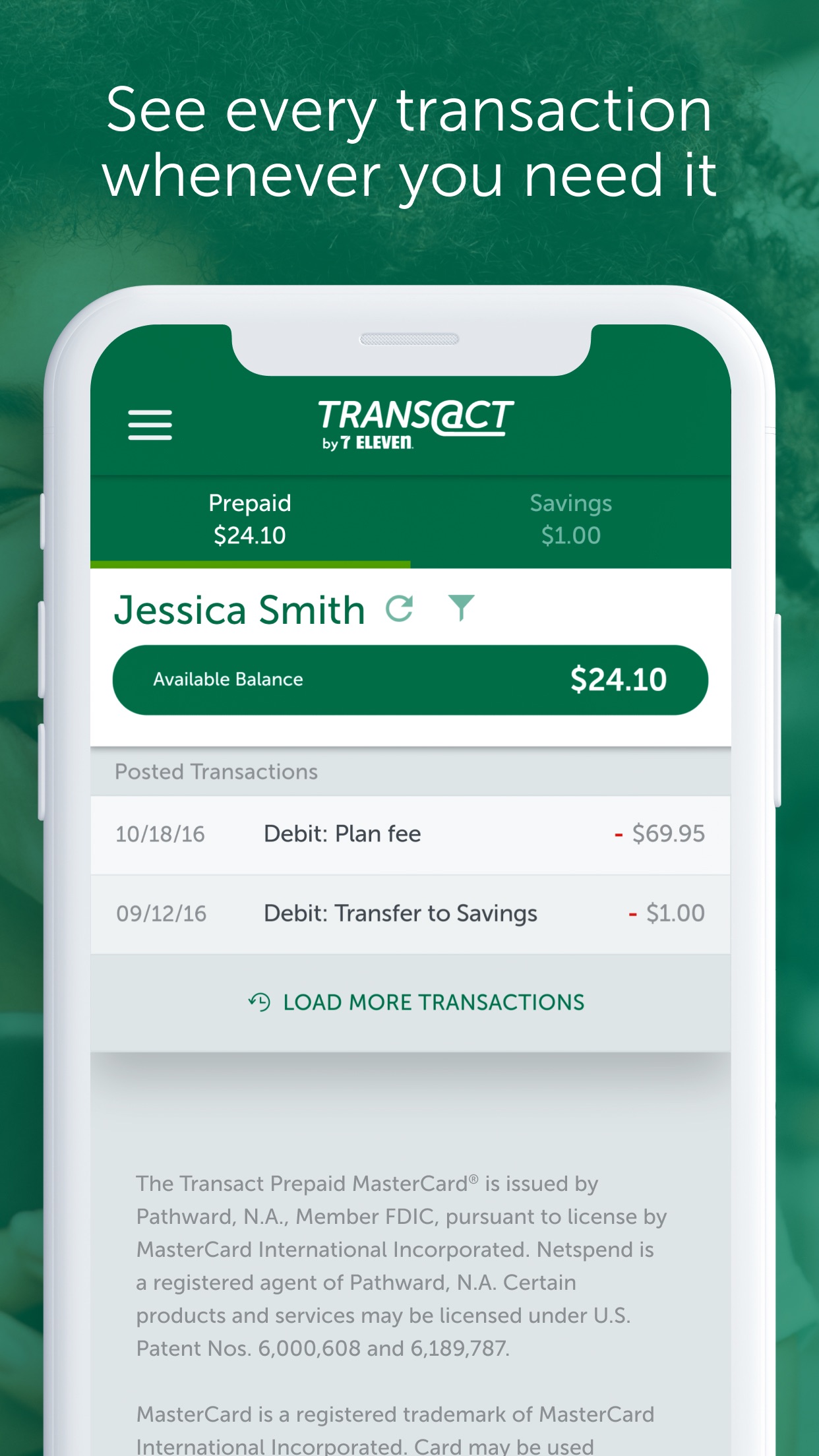 Trans@ct app: balance and transaction history