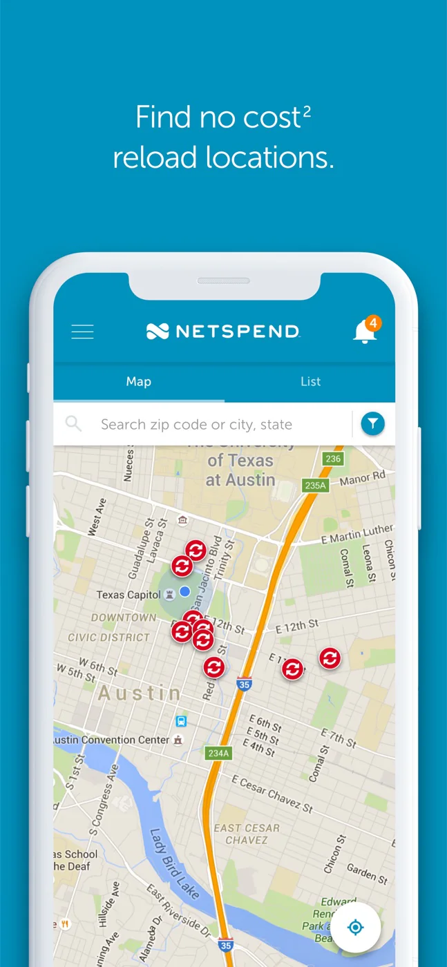 Netspend app: reload location finder