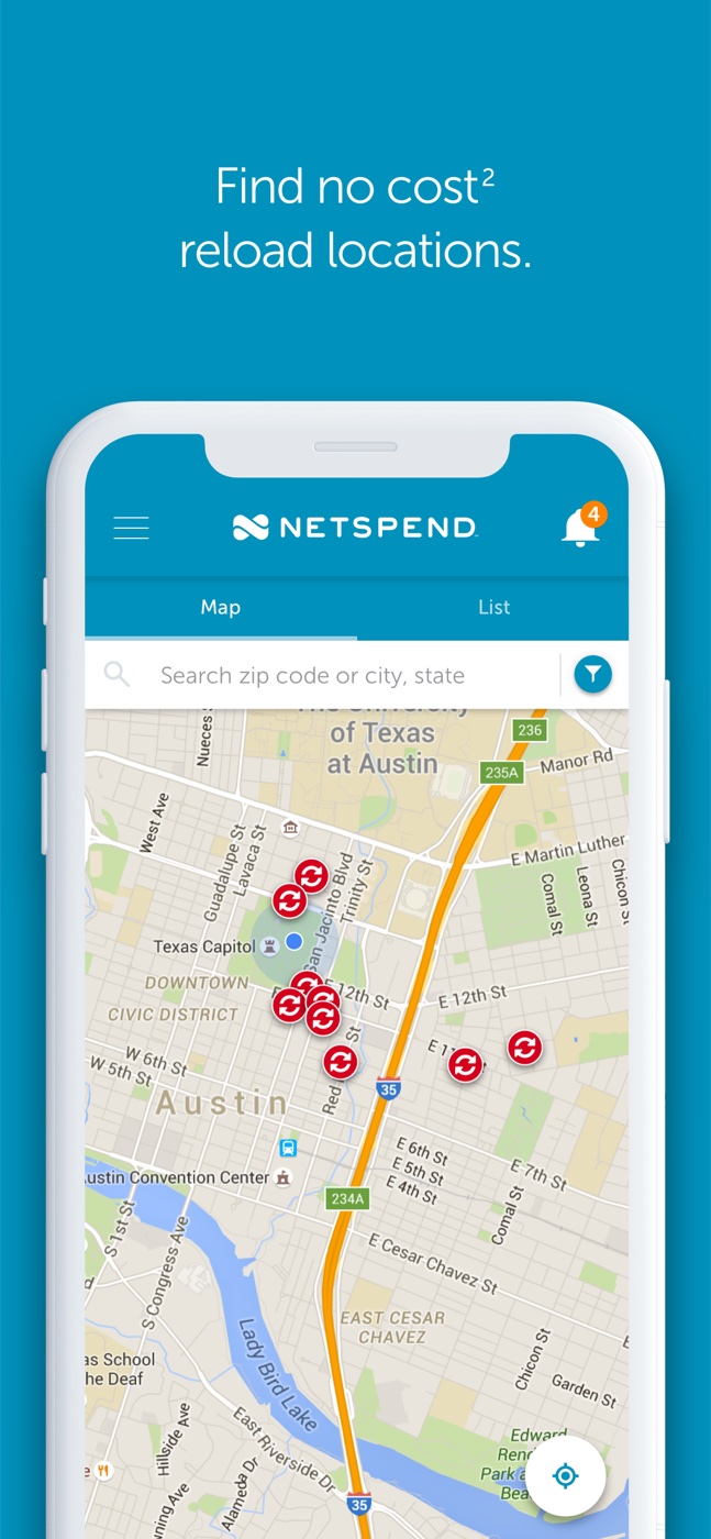 Netspend app: reload location finder