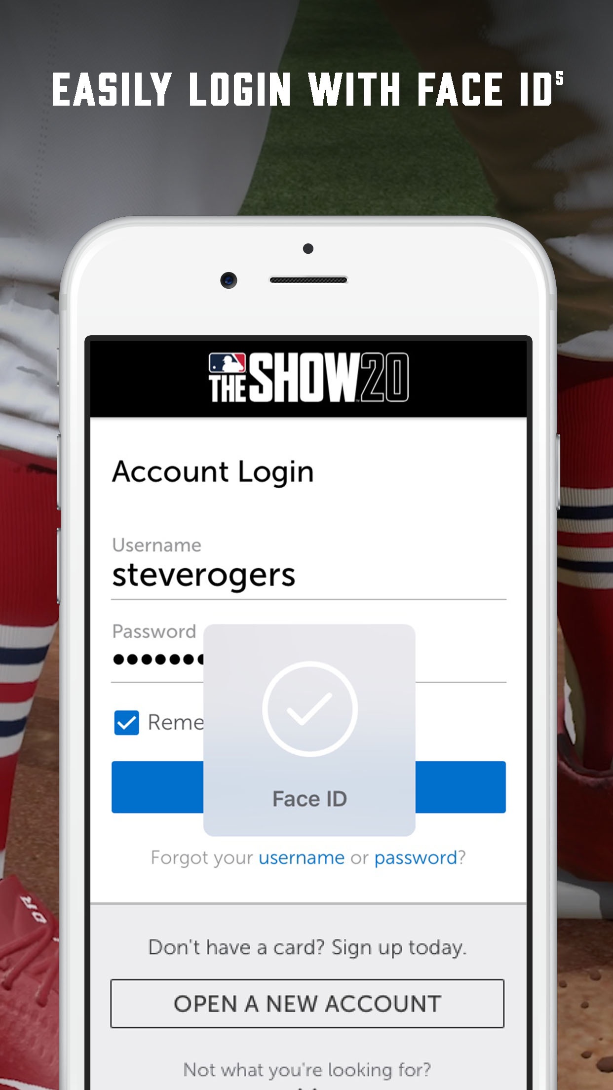 MLB The Show prepaid app: Face ID login