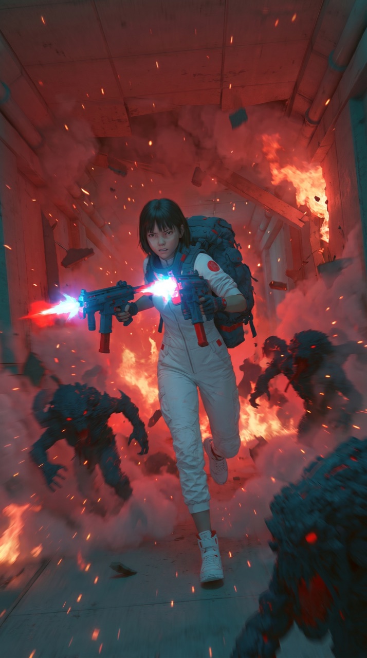 Project 28 cinematic key art: corridor firefight