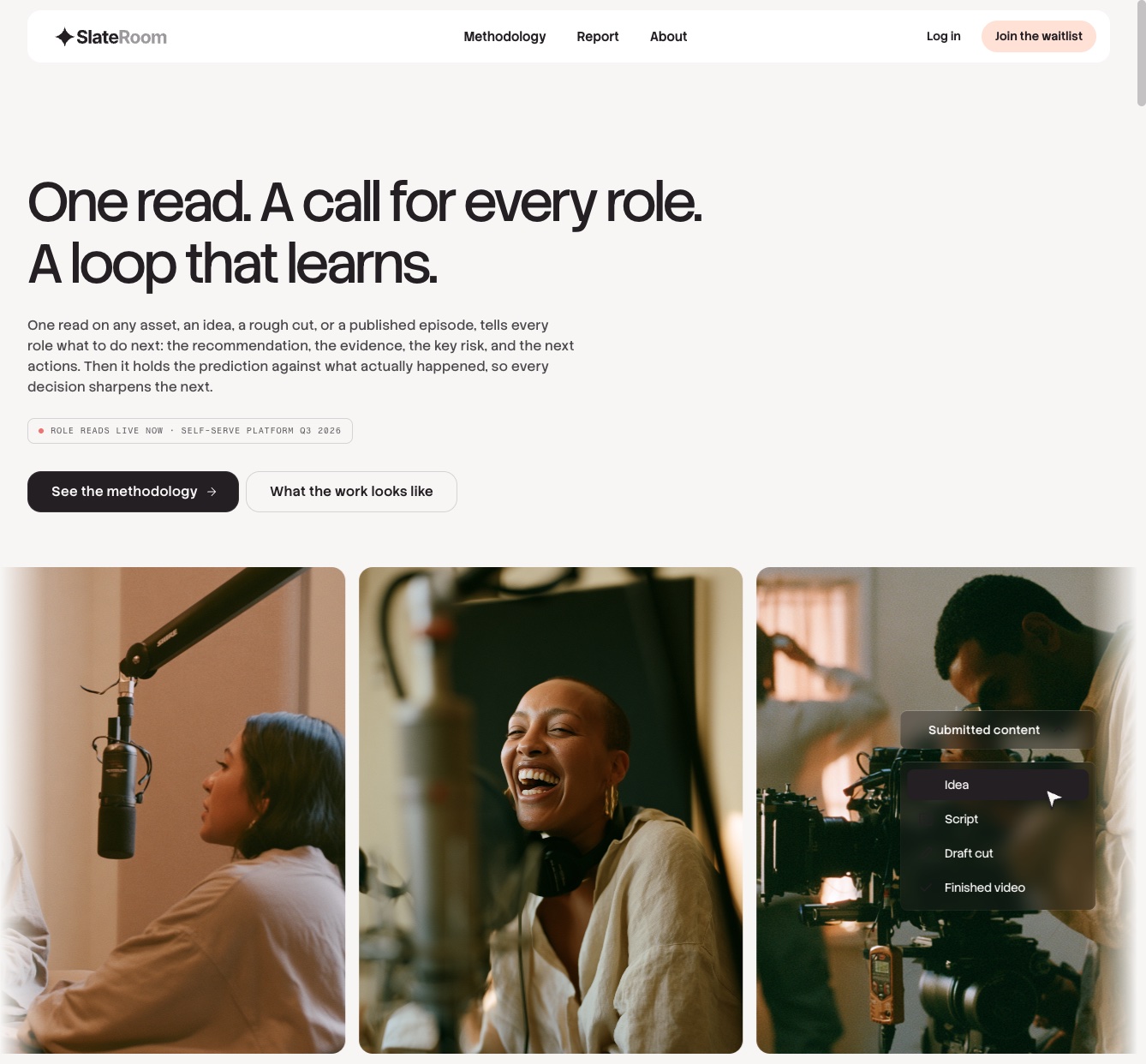 SlateRoom marketing site hero
