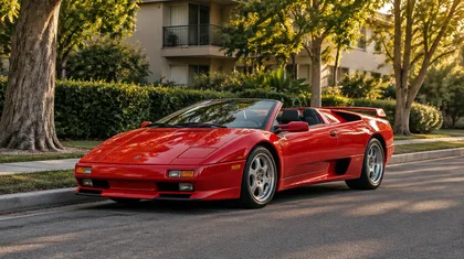 A red convertible like the rental car in the sample video