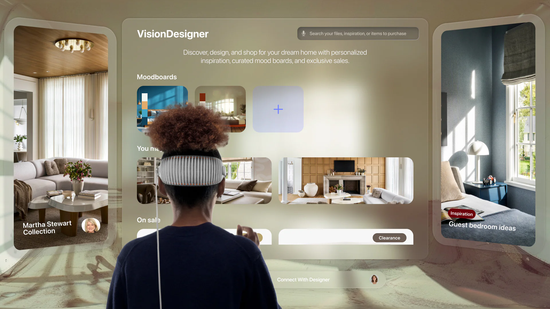 VisionDesigner home environment seen from inside the headset